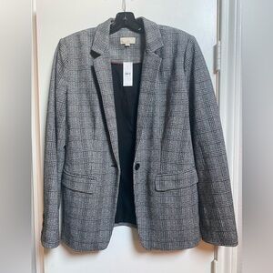 LOFT Black and White Houndstooth Blazer